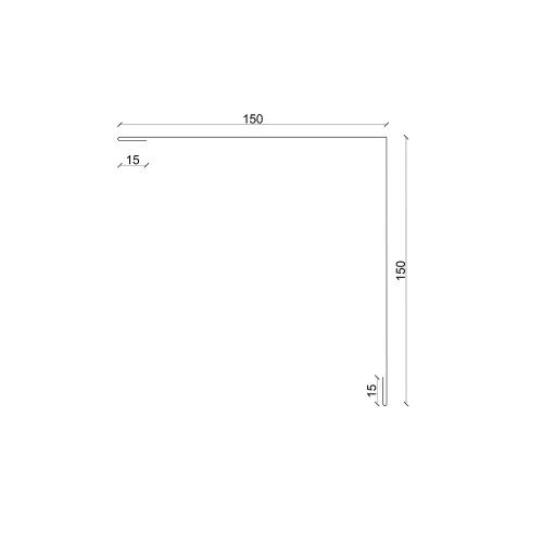 Außenecke 150 x 150 mm zur Verkleidung von Wandblech Ecken im 90 ° Winkel - hier der Querschnitt